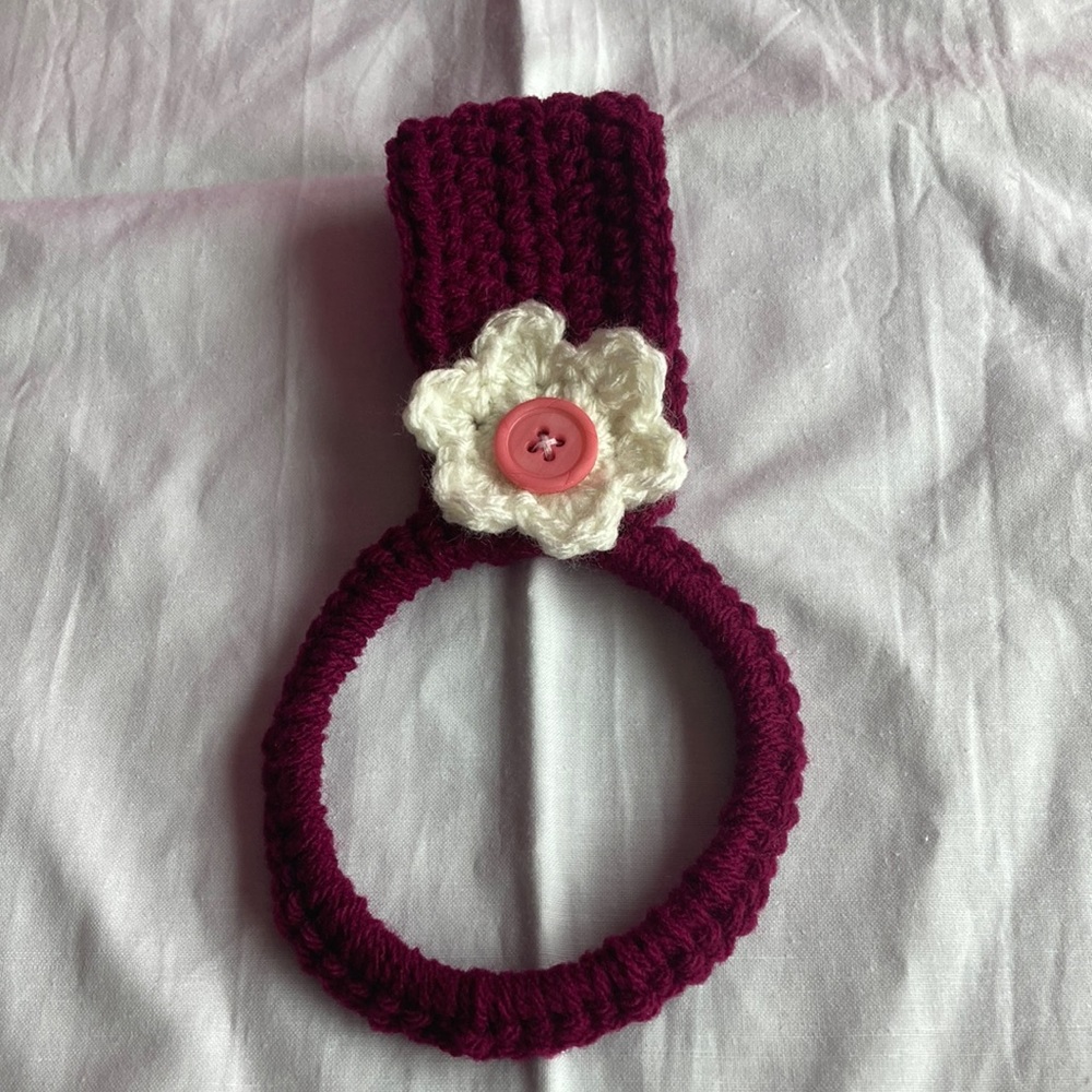 Hand crochet towel ring